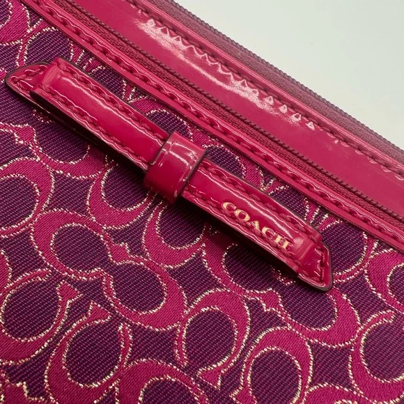 COACH F50282 Poppy Pink - Purple Wristlet - Wallet - Signature C Jacquard - Picture 2 of 8